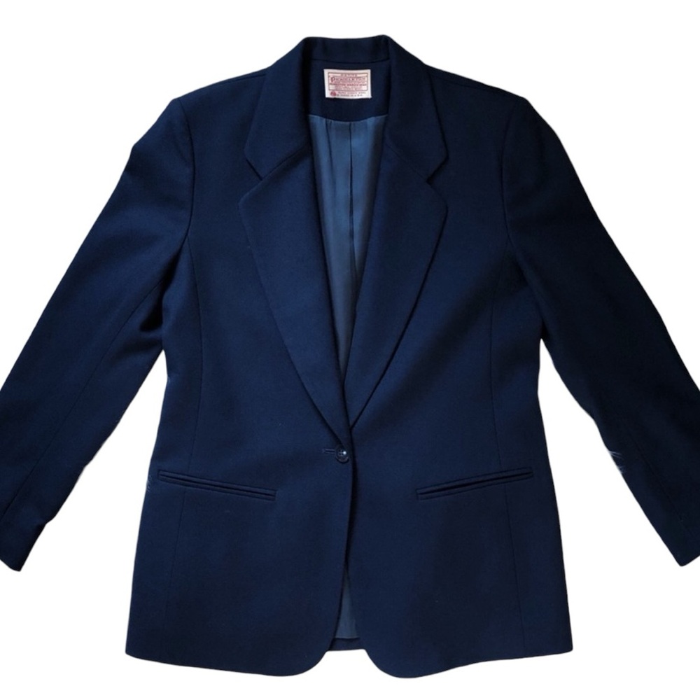 Pendleton Vintage Petite Dark Navy Wool Button Blazer Preppy Nautical Jacket 6P - Picture 9 of 9